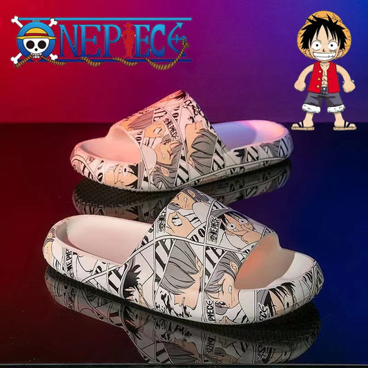 One Piece Luffy Anime Slippers – Unisex Summer Slides, Indoor/Outdoor Beach Sandals