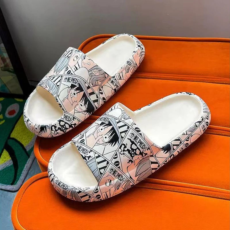 One Piece Luffy Anime Slippers – Unisex Summer Slides, Indoor/Outdoor Beach Sandals