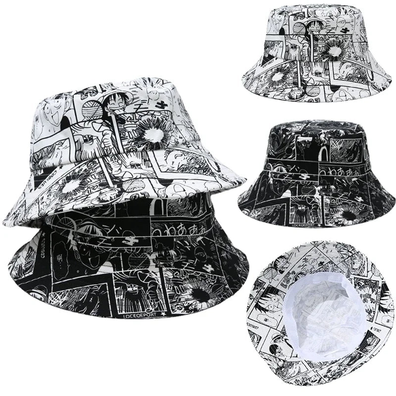 One Piece Luffy Bucket Hat – Anime Summer Fisherman Hat for Men & Women | Hip Hop Streetwear Sun Cap