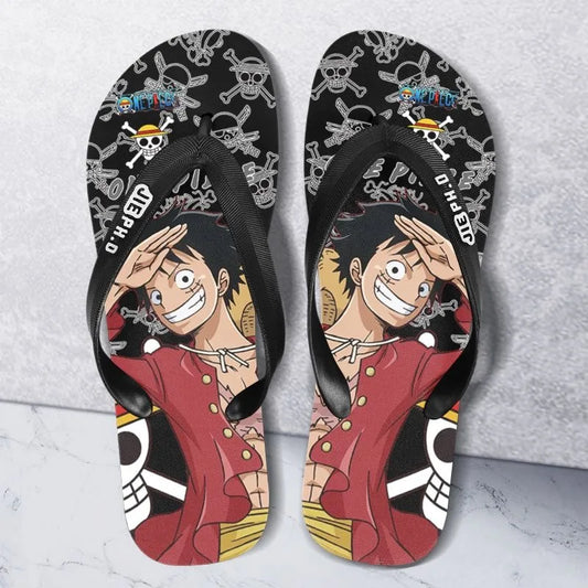 One Piece Anime Couple Flip Flops - The Perfect Matching Beach Slippers for Anime Fans!
